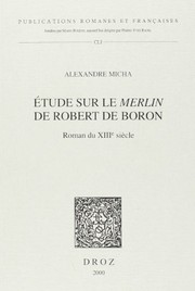 Cover of Etude sur le "Merlin" de Robert de Boron