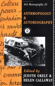 Cover of Anthropology and autobiography