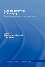 Cover of Autobiography as philosophy