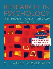 Cover of Research in psychology