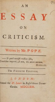 Cover of Essay on criticism