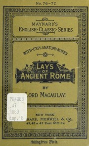 Cover of Lays of ancient Rome