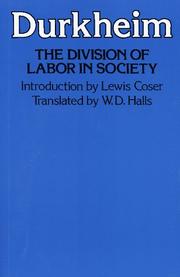 Cover of De la division du travail social