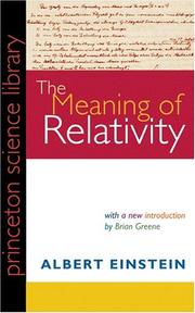 Cover of Meaning of Relativity