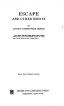 Cover of Escape, and other essays