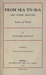Cover of From sea to sea; letters of travel