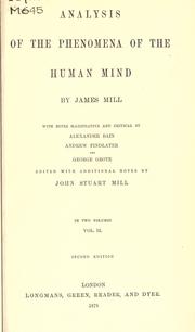 Cover of Analysis of the phenomena of the human mind