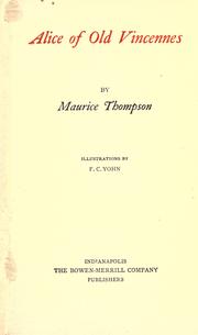 Cover of Alice of old Vincennes