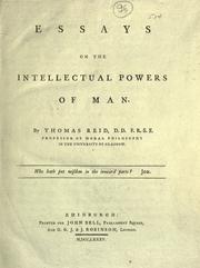 Cover of Essays on the intellectual powers of man