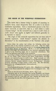 Cover of The origin of the werewolf superstition