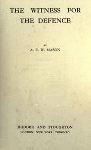 Cover of The witness for the defence