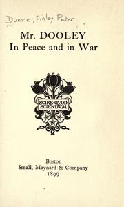 Cover of Mr. Dooley in peace and in war