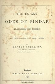 Cover of The extant odes of Pindar
