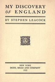 Cover of My discovery of England