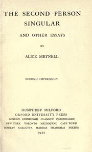 Cover of The second person singular, and other essays