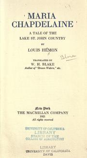 Cover of Maria Chapdelaine
