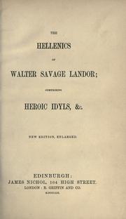 Cover of The Hellenics of Walter Savage Landor