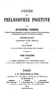 Cover of Cours de philosophie positive