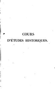 Cover of Cours d'études historiques