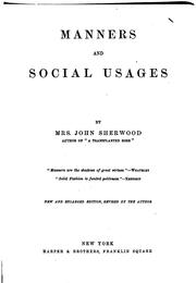 Cover of Manners and social usages