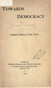 Cover of Towards democracy