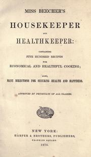 Cover of Miss Beecher's housekeeper and healthkeeper