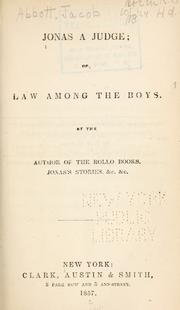 Cover of Jonas a judge; or, Law among the boys