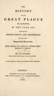 Cover of The history of the great plague in London in the year 1665