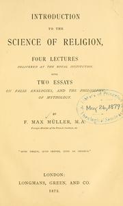 Cover of Introduction to the science of religion