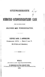 Cover of Sitzungsberichte der Kaiserlichen Akademie der Wissenschaften, Mathematisch-naturwissenschaftliche Classe