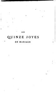 Cover of Le quinze joyes de mariage