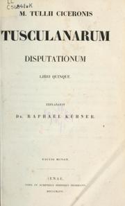 Cover of Tusculanae disputationes