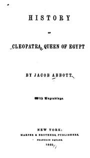 Cover of History of Cleopatra, queen of Egypt