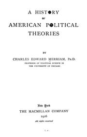 Cover of A history of American political theories
