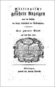Cover of Göttingische Gelehrte Anzeigen
