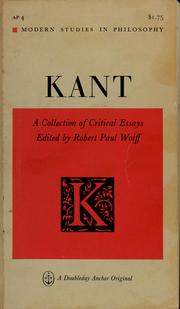 Cover of Kant; a collection of critical essays