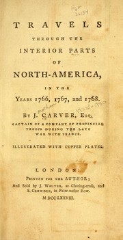 Cover of Travels through the interior parts of North America, in the years 1766, 1767, and 1768