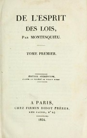 Cover of De l'esprit des lois