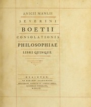 Cover of De consolatione philosophiae
