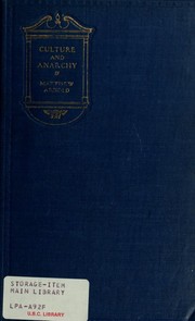 Cover of Culture and anarchy; an essay in political and social criticism