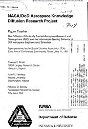 Cover of NASA/DoD aerospace knowledge diffusion research project