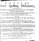 Cover of Entick's new spelling dictionary