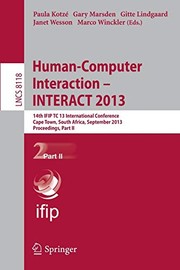 Cover of Human-Computer Interaction -- INTERACT 2013