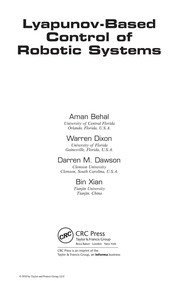 Cover of Lyapunov-based control of robotic systems